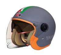 Frcychri Casco Moto Retro 3/4 Alemania, Casco Moto Abierto Estilo Vintage Adecuado con Visera Parasol, Certificado Según Las Normas ECE, para Conducir por Carretera Utilizar En Scooter. L,Large
