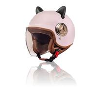 Frcychri Casco Moto Retro 3/4 Alemania, Casco Moto Abierto Estilo Vintage Adecuado con Visera Parasol, Certificado Según Las Normas ECE, para Conducir por Carretera Utilizar En Scooter. G,M