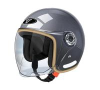 Frcychri Casco Moto Retro 3/4 Alemania, Casco Moto Abierto Estilo Vintage Adecuado con Visera Parasol, Certificado Según Las Normas ECE, para Conducir por Carretera Utilizar En Scooter. D,Large