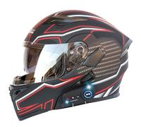 Frcychri Casco Motocicleta Auriculares Bluetooth, Casco Modular Plegable, Certificado por ECE Ligero con Visera Doble Capa, Casco Protector Integral para Motocicleta, Mujeres Hombres R,Large