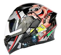 Frcychri Casco Motocicleta Auriculares Bluetooth, Casco Modular Plegable, Certificado por ECE Ligero con Visera Doble Capa, Casco Protector Integral para Motocicleta, Mujeres Hombres N,Medium