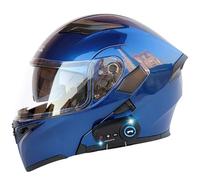 Frcychri Casco Motocicleta Auriculares Bluetooth, Casco Modular Plegable, Certificado por ECE Ligero con Visera Doble Capa, Casco Protector Integral para Motocicleta, Mujeres Hombres G,Large