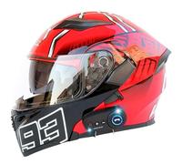 Frcychri Casco Motocicleta Auriculares Bluetooth, Casco Modular Plegable, Certificado por ECE Ligero con Visera Doble Capa, Casco Protector Integral para Motocicleta, Mujeres Hombres F,Large