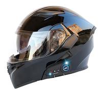 Frcychri Casco Motocicleta Auriculares Bluetooth, Casco Modular Plegable, Certificado por ECE Ligero con Visera Doble Capa, Casco Protector Integral para Motocicleta, Mujeres Hombres B,X-Large
