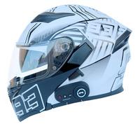 Frcychri Casco Motocicleta Auriculares Bluetooth, Casco Modular Plegable, Certificado por ECE Ligero con Visera Doble Capa, Casco Protector Integral para Motocicleta, Mujeres Hombres J,X-Large