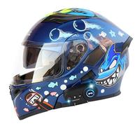 Frcychri Casco Motocicleta Auriculares Bluetooth, Casco Modular Plegable, Certificado por ECE Ligero con Visera Doble Capa, Casco Protector Integral para Motocicleta, Mujeres Hombres P,2X-Large