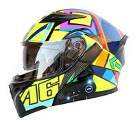 Frcychri Casco Motocicleta Auriculares Bluetooth, Casco Modular Plegable, Certificado por ECE Ligero con Visera Doble Capa, Casco Protector Integral para Motocicleta, Mujeres Hombres C,Medium