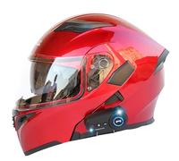 Frcychri Casco Motocicleta Auriculares Bluetooth, Casco Modular Plegable, Certificado por ECE Ligero con Visera Doble Capa, Casco Protector Integral para Motocicleta, Mujeres Hombres Q,X-Large