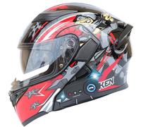 Frcychri Casco Motocicleta Auriculares Bluetooth, Casco Modular Plegable, Certificado por ECE Ligero con Visera Doble Capa, Casco Protector Integral para Motocicleta, Mujeres Hombres L,Large