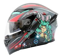 Frcychri Casco Motocicleta Auriculares Bluetooth, Casco Modular Plegable, Certificado por ECE Ligero con Visera Doble Capa, Casco Protector Integral para Motocicleta, Mujeres Hombres O,Medium