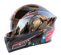 Frcychri Casco Motocicleta Auriculares Bluetooth, Casco Modular Plegable, Certificado por ECE Ligero con Visera Doble Capa, Casco Protector Integral para Motocicleta, Mujeres Hombres I,2X-Large