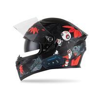 Frcychri Casco para Motocicleta Bluetooth, Certificado ECE con Visera Doble Integrada Antivaho, Integral para Motocicleta, para Hombres Y Mujeres Adultos 30,XX-Large