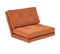 Frcychri Sofá Compresible Plegable, Convertible En Cama Individual Y Tumbona Relax, Espuma Memoria Extra Gruesa, Soporte Lumbar, para Salón, Dormitorio, Espacios Pequeños Bright Orange,S