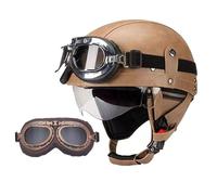 Frcychri Vintage Medio Casco Moto Alemana, Homologación Dot/ECE, Casco Abierto para Motocicleta, Cascos Abiertos Retro, para Hombres Y Mujeres Y Adultos G,M (57-58CM)