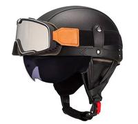 Frcychri Vintage Medio Casco Moto Alemana, Homologación Dot/ECE, Casco De Moto Medio Abierto Estilo Retro Casco Moto, para Calle, para Scooter G,L (59-60CM)