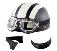 Frcychri Vintage Medio Casco Moto Alemana, Homologación Dot/ECE, Casco De Moto Medio Abierto Estilo Retro Casco Moto, para Calle, para Scooter G,M (57-58CM)