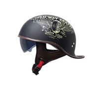 Frcychri Vintage Medio Casco Moto Alemana, Homologación Dot/ECE, para Hombres Y Mujeres Adultos Half-Helme, para Moto De Crucero O Scooter E,X-Large