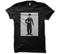 FRDE265wdx Charlie Chaplin Tramp Men's Black T-Shirt Black S