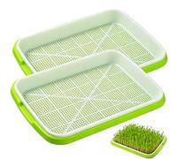 Frdelma 2 Juegos Bandejas de Germinación, 22 * 14cm Germinador de Semillas Hidropónico, Semilleros para Brotes, Ideal para Huerto Familiar, Pasto Trigo y Brotes de Soja