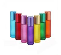 Frdelma Rellenable Perfume Roll 10ml,Color Botellas de Aceite Esencial Frasco con roll-on vacío de 10 ml para aceites esenciales, perfumes, mezclas de aromaterapia, brillo de labios (7 colores)