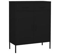 Frdhee Aparadores para Salon, Armario de Almacenamiento Acero Negro 80x35x101,5 cm Mueble Auxiliar para Comedor Cocina Dormitorio