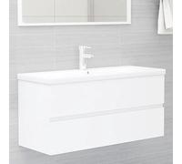 Frdhee Armario de baño con lavabo empotrado, color blanco, de madera para cuarto de baño, WC, vestidor