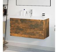 Frdhee Armario de lavabo con lavabo de madera de roble ahumado, para baño, salón, comedor, cocina, moderno, fácil de montar