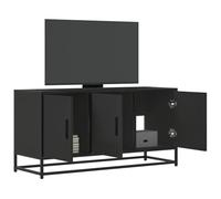 Frdhee Armario para TV, mueble de televisión, aparador, centro de entretenimiento, mueble de TV, color negro, 100 x 35 x 50 cm, material de madera y metal, para oficina en casa, sala común, estilo