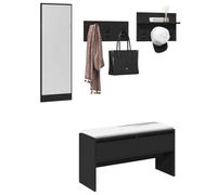 Frdhee Banco Entrada Recibidor, Set de Muebles de recibidor 4 Piezas Madera de ingeniería Negro Puf Almacenaje para Pasillo Dormitorio Salón