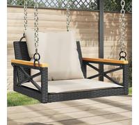 Frdhee Banco Exterior Jardin, Banco Columpio con Cojines ratán sintético Negro 63x62x40 cm Bancos Zapatero para Patio Terraza Balcón