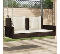 Frdhee Banco Zapatero con Asiento, Banco Columpio con Cojines ratán sintético marrón 119x56x48 cm Zapatero Bancos para Patio Terraza Balcón