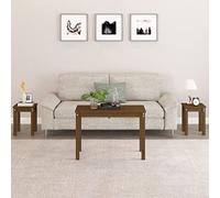 Frdhee Bandeja de sofá pequeña mesa de centro,Mesas de juego 3 PCS. Madera maciza de pino marrón miel,Mesillas de noche para dormitorio,Sala de estar