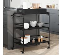 Frdhee Carrito de cocina con ruedas, color negro, 81,5 x 41 x 92,5 cm, material de madera para salón, comedor, cocina, bar, fiesta
