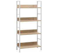 Frdhee Estanteria Baja Madera, Estantería de 4 Niveles Madera ingeniería Roble 60x27,6x124,5cm Muebles Salon para Oficina, Organización del Hogar