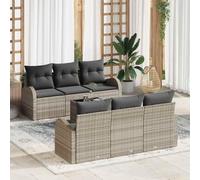 Frdhee Juego de muebles de balcón para salón, sofá de jardín, juego de 7 unidades, gris claro y gris oscuro, 55 x 55 x 37 cm, para balcón, jardín, salón exterior