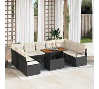 Frdhee Juego de muebles de jardín, muebles de jardín, 10 unidades, color negro y crema, 100 x 55 x 73 cm, para casas de vacaciones, pensiones, salas de relajación públicas