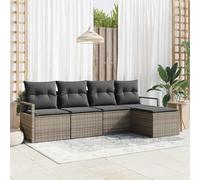 Frdhee Juego de sofá de jardín, tumbona de jardín, juego de sofá de jardín con cojín con almacenamiento, 5 unidades, color gris, para casas de vacaciones, pensiones, salas de relajación públicas