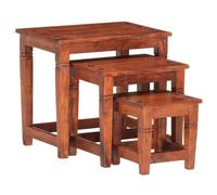 Frdhee Mesa de centro con espacio de almacenamiento, 3 unidades, madera maciza de acacia, mesa consola estrecha para salón, dormitorio