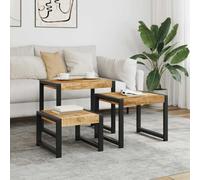 Frdhee Mesa de comedor sala de estar,Mesas de juego 3 PCS. mango de madera maciza,Mesa de cama para dormitorio,Sala de estar