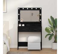 Frdhee Mesa de maquillaje con cajones, tocador con estante, aspecto de roble negro, 79 x 41 x 135 cm, para el dormitorio, mucho espacio de almacenamiento, se puede montar rápidamente