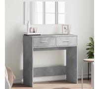 Frdhee Mesa de maquillaje Vanity Table, tocador con espejo gris hormigón, 80 x 39 x 80 cm, mesa de vanidad para dormitorio, fácil de montar, diseño moderno