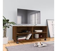 Frdhee Mesa TV Salon, Mueble TV Ruedas Madera contrachapada Roble marrón 90x35x35 cm Mesa Television para Salón, Comedor, Dormitorio