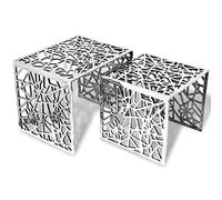 Frdhee Mesillas de noche pequeñas, mesas auxiliares 2 unidades, aluminio plateado cuadrado, bandeja de sofá para café y portátil