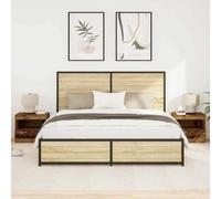 Frdhee Mesita de noche pequeña, 2 unidades, madera recuperada, 50 x 40 x 45 cm, material de madera para dormitorio, dormitorio universitario y espacios pequeños