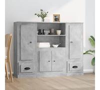 Frdhee Mesitas De Noche Estrechas, Aparador Alto 3 Piezas Madera contrachapada Gris hormigón Mesilla De Noche para Salón, Dormitorio, Cocina y Proch