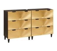 Frdhee Mueble Aparador, Vitrina 2 pcs Negro y Dorado 60 x 33 x 75 cm Moveis De Entrada para Comedor Cocina Dormitorio