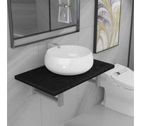 Frdhee Mueble de baño de cerámica, color negro, para debajo del lavabo, fregadero, armario