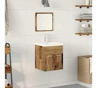 Frdhee Mueble para lavabo de baño, muebles de baño con puerta, 3 unidades, madera vieja, 41 x 38,5 x 46 cm, para cuarto de baño, aseo, lavandería