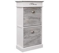 Frdhee Mueble zapatero con puertas giratorias, color gris, 50 x 28 x 98 cm, madera de Paulownia, para pasillo, entrada, diseño espacioso y sin embargo que ahorra espacio