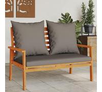 Frdhee Muebles de balcón para balcón pequeño, sofá de jardín de 120 cm con cojín de madera maciza de acacia para jardín, césped, terraza